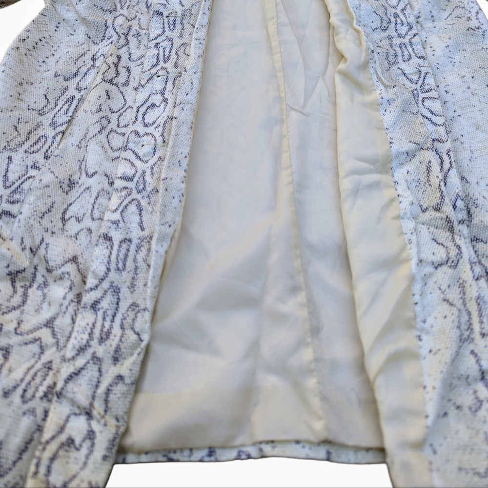 White Gray Snake Print Lightweight Button-Up Jack… - image 4